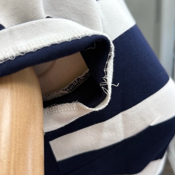 Eliza J Navy and Cream Striped Dress Size 2 Polyester Spandex Rayon - Picture 4 of 12